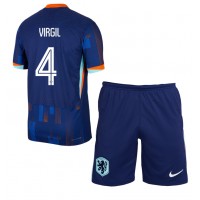 Camisa de Futebol Holanda Virgil van Dijk #4 Equipamento Secundário Infantil Europeu 2024 Manga Curta (+ Calças curtas)
